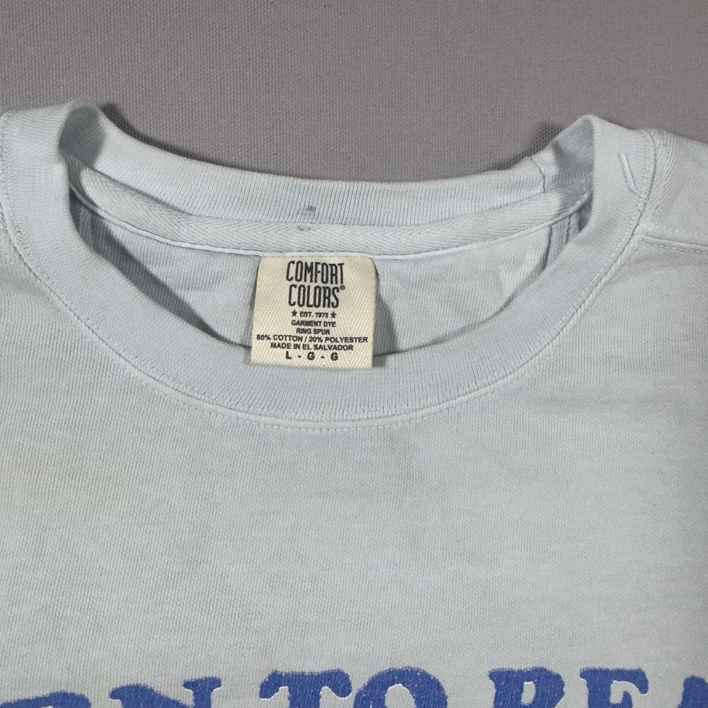 Comfort Colors Born To Read Forced To Grind Sweatshirt Blue Graphic Womens Large - Picture 2 of 10